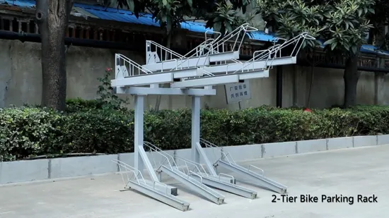 Galvanized Steel Gas Assisted 2 Tier Cycle Stacking Bicycle Racks