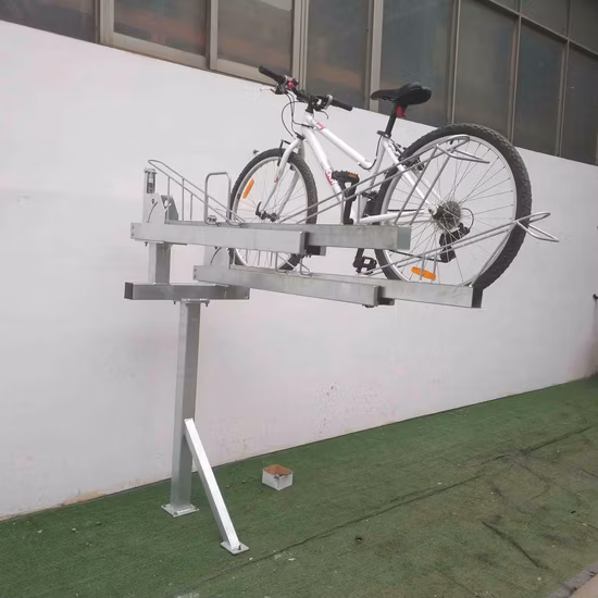 Pulverbeschichteter Doppeldecker-Fahrradständer zum Abstellen von Fahrrädern